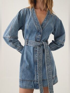 AJE outline denim mini dress